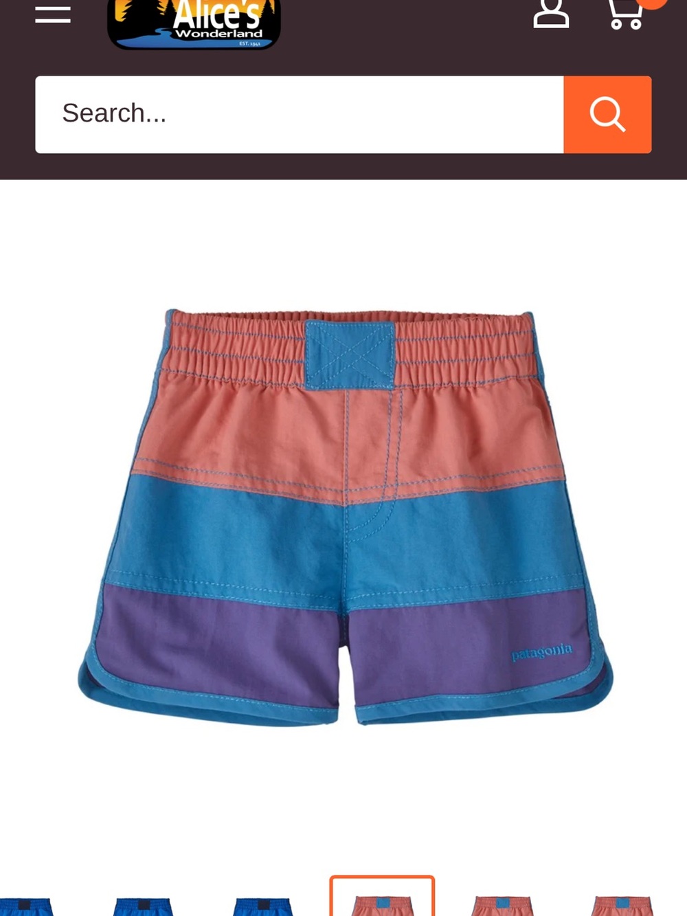 Patagonia Kids Colorblock Board Shorts in Coral, Teal & Purple